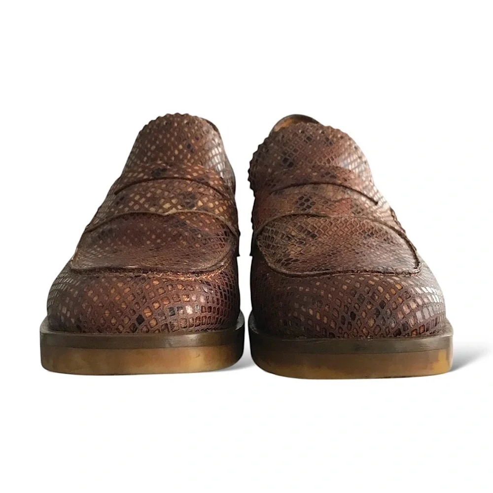 PF16 Paola Ferri Leather Chunky Block Heel Snakeskin Python Loafers EU 40 / US 9 - Picture 3 of 16